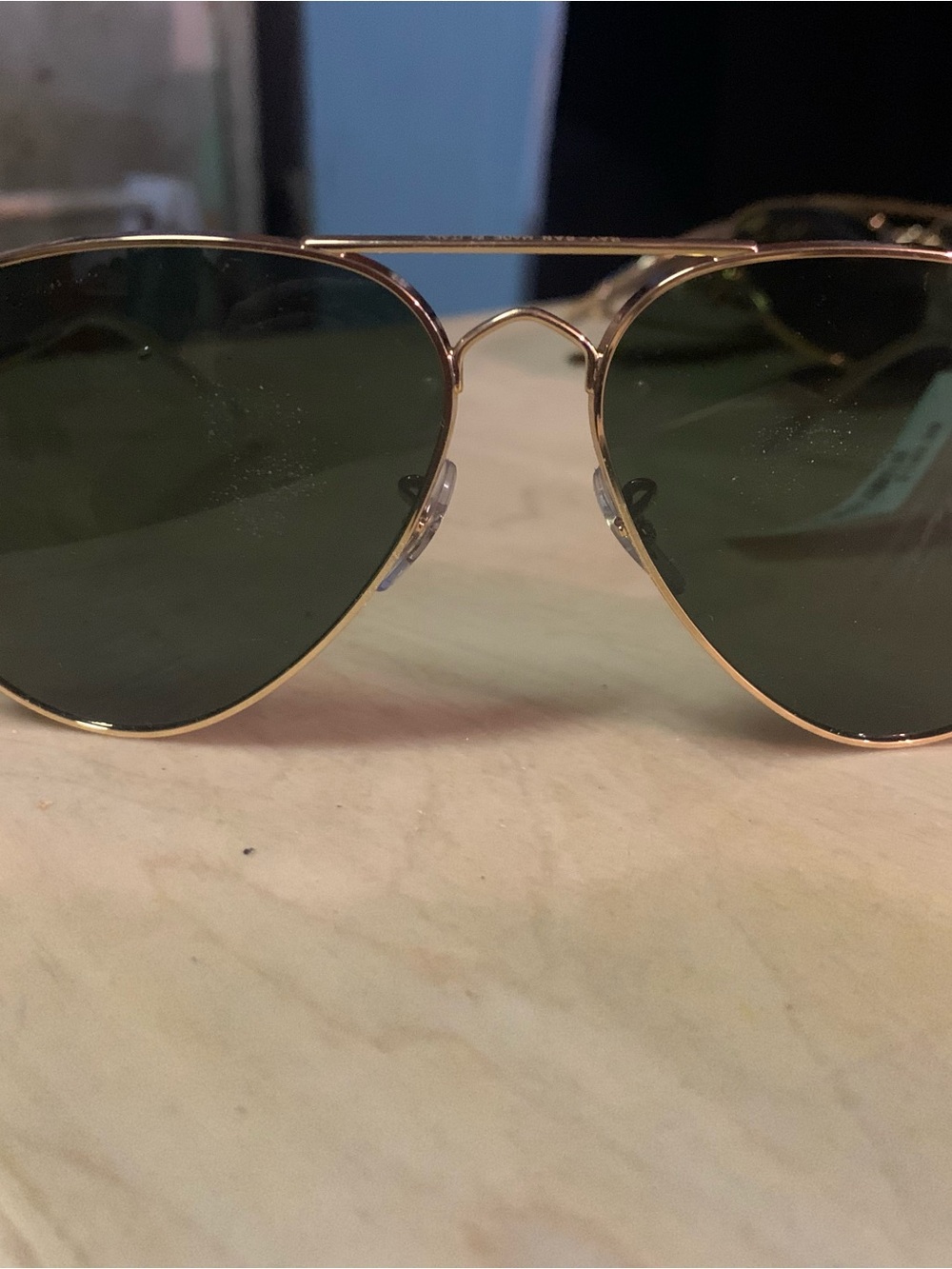 Ray-Ban Gold Frame Sunglasses with Green Lenses - Men
